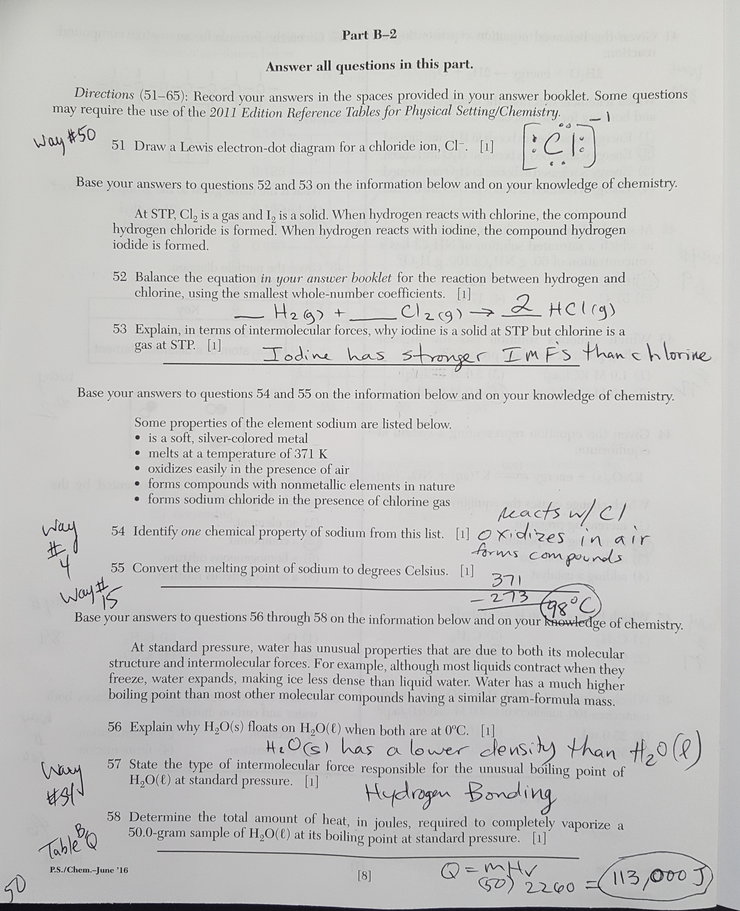 Unofficial Answers to the June, 2016 Chemistry Regents ...